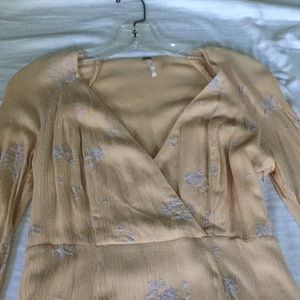 Yellow free people bell sleeve mini dress size 4